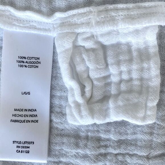 beach lunch lounge Shirt sz L Cotton Waffle White Coastal Beach Minimalist - Picture 11 of 11